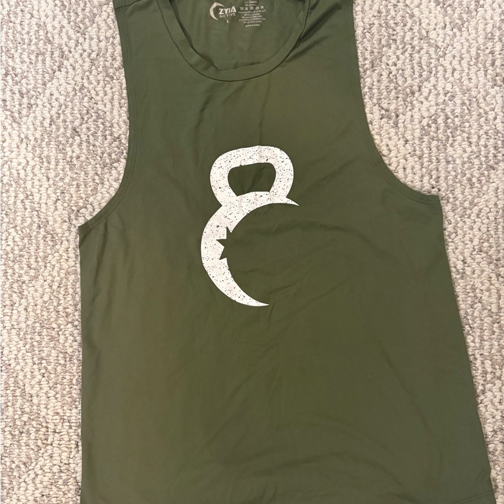 Zyia Active Kettle Moon Olive Green Tank Sz Lrg